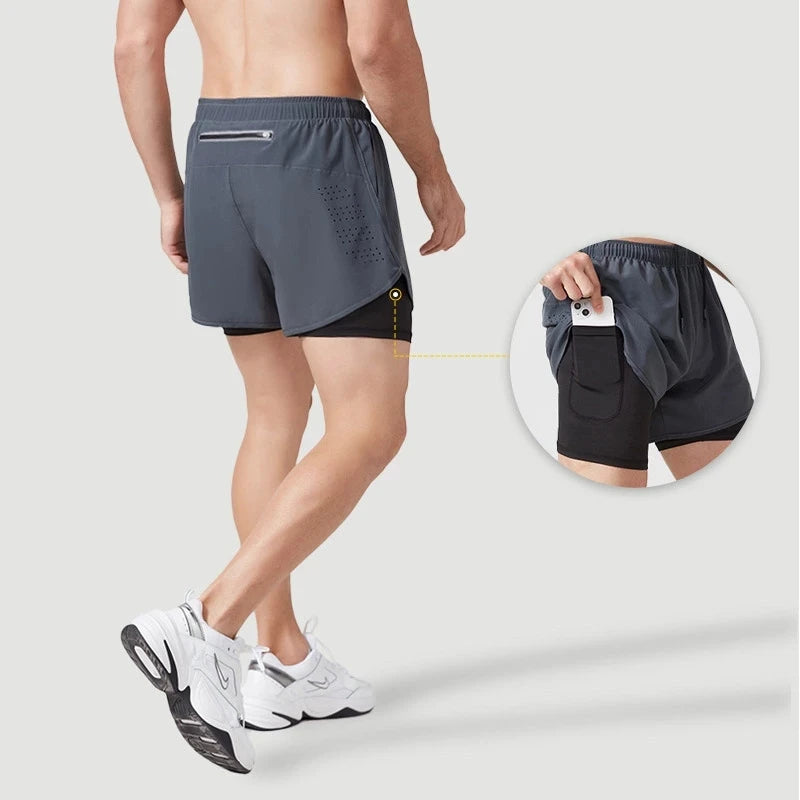 TriiRun MaxShort – Men’s Dual-Layer Running Shorts | Quick-Dry, High-Performance Fitness Shorts for Training & Running